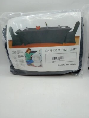 Banquet Party Table Cover 4 ft. Stretch Spandex Folding Table Cover Black - Image 1 of 2