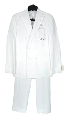 Traje de 2 piezas Bar III para hombre ajustado 100 % lino blanco liso 38R 30x30 nuevo con etiquetas Foto 1 de 4