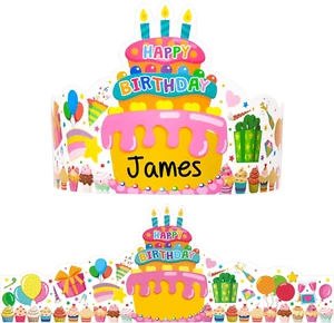 36 Pack Birthday Crowns for Kids Colorful Paper Party Hats Birthday Crown Set fo - Picture 1 of 7