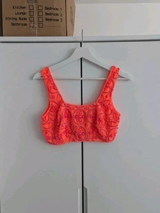 ASOS Coral Pink Beaded Embellished Sleeveless Crop Top Size 6 - Picture 1 of 2