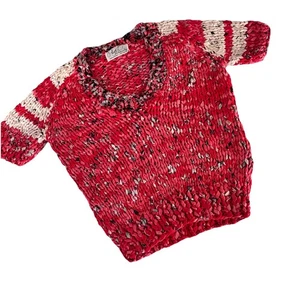 Camicetta vintage anni '70 "Paget by Kathryn Page" rossa in maglia all'uncinetto manica corta - Foto 1 di 8