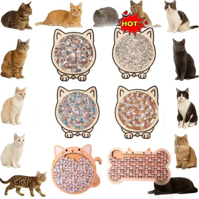 MARKENLOS 135-Piece Morandi-Colored Cat Shaped Wooden Jigsaw Puzzle N E W