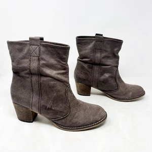 Sundance Size 40 US 9 Shay Brown Leather Slouchy Western Pull On Ankle Boots - Picture 1 of 12