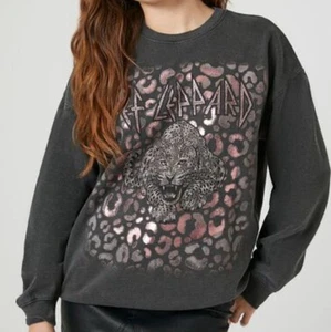 Def Leppard Sweatshirt Women’s MEDIUM Gray Pullover - NWT Forever 21 - Picture 1 of 4