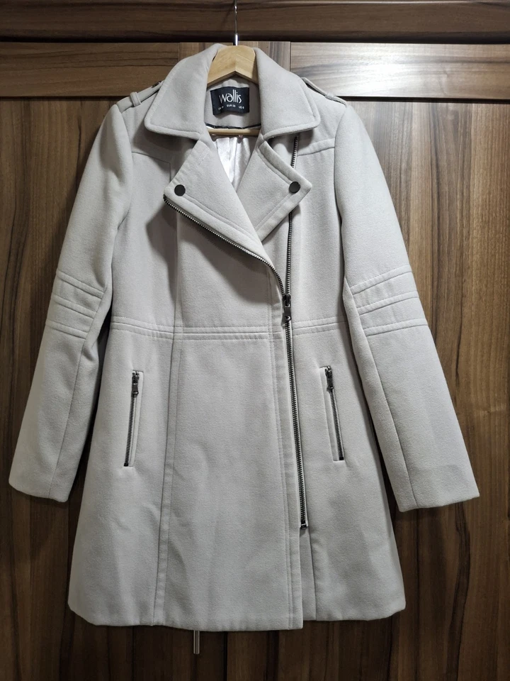 Wallis Women's Coat Longline Asymmetric Zip Up Closure Size 10 - Image 1 of 4