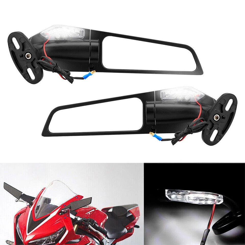 Conjuntos de espejos retrovisores ajustables Wind Wing negros para Yamaha YZF R1 R3 R6 Foto 1 de 4