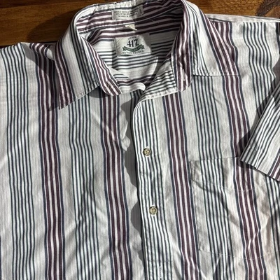 Vintage 417 Van Heusen Shirt Men's Large Striped Short Sleeve Button Skate Y2K - Image 1 of 4