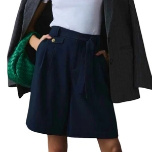 Neu mit Etikett Anthropologie Maeve plissierte Hose weites Blatt Gürtel Shorts 14 - Bild 1 von 11