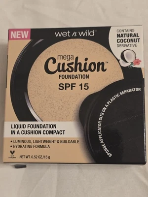 Wet n Wild SPF15 Mega Cushion Liquid Foundation Compact 106A Light Ivory Coconut - Image 1 of 4