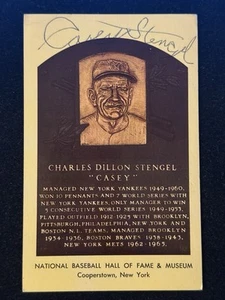 Casey Stengel Signed Auto Autographed HOF Plaque Postcard JSA NY Mets Yankees - Picture 1 of 2