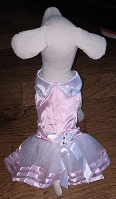 Pink & White Princess Dog/Small Pet Dress with Tulle Skirt & Bow. Size Small (S) - Image 1 of 4