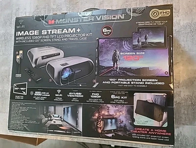 Monster Vision Image Stream + Wireless 1080p FHD TFT LCD Projector - 3000 Lumens - Image 1 of 4