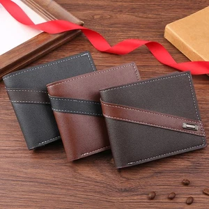 Men Short PU Leather Wallet Multi-Slot Coin Pocket Credit ID Card Holder Wallet - Picture 1 of 12
