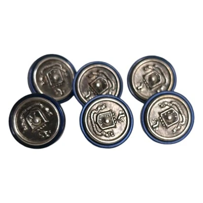 Lot 6 VTG Spectemur Agendo Lion Crest Uniform Button Navy Blue Silver Tone 1/2" - Image 1 of 4