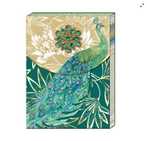 Punch Studio Emerald Peacock Brooch 75 Sheet Notepad - Picture 1 of 2