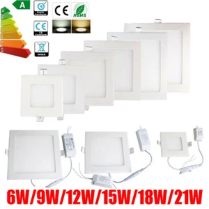 Dimmable LED Panel Recessed Ceiling Lamp Downlight Square 6W/9W/12W/15W/18W/21W - Picture 1 of 16