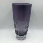Tarnow Poland Purple Floral Etched Glass Vase Weight Bottom