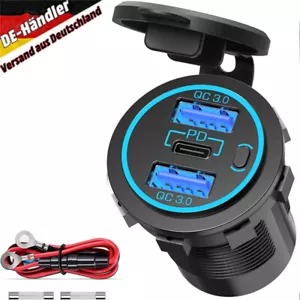 PD Typ C & 2 USB-A Dose Buchse Einbau Wasserdicht 12 Volt DC Adapter Stecker KFZ - Bild 1 von 24