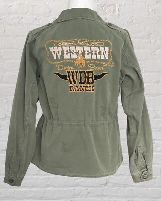 Western Denim Bank Chore Barn Jacket Coat Green Ranch Rodeo Cowgirl Sz M NWOT - Image 1 of 4