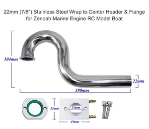 Stainless Steel Wrap to Center Header & Flange  for Zenoah Marine Engine RC Boat - Picture 1 of 6
