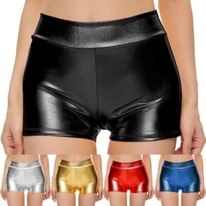 Nightclub Performance Leather Pant Close Fitting High Waist Lady Shorts - Picture 1 of 18