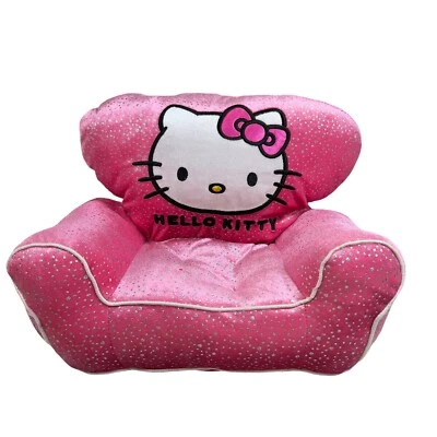 Sanrio Hello Kitty Glittery pink Couch chair plush 14x10in Toy Kids Vintage - Image 1 of 4
