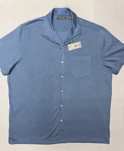 Daniel Cremieux Men Shirt Large Button Linen Cotton Jersey Short Sleeve Blue $85 - Picture 1 of 11