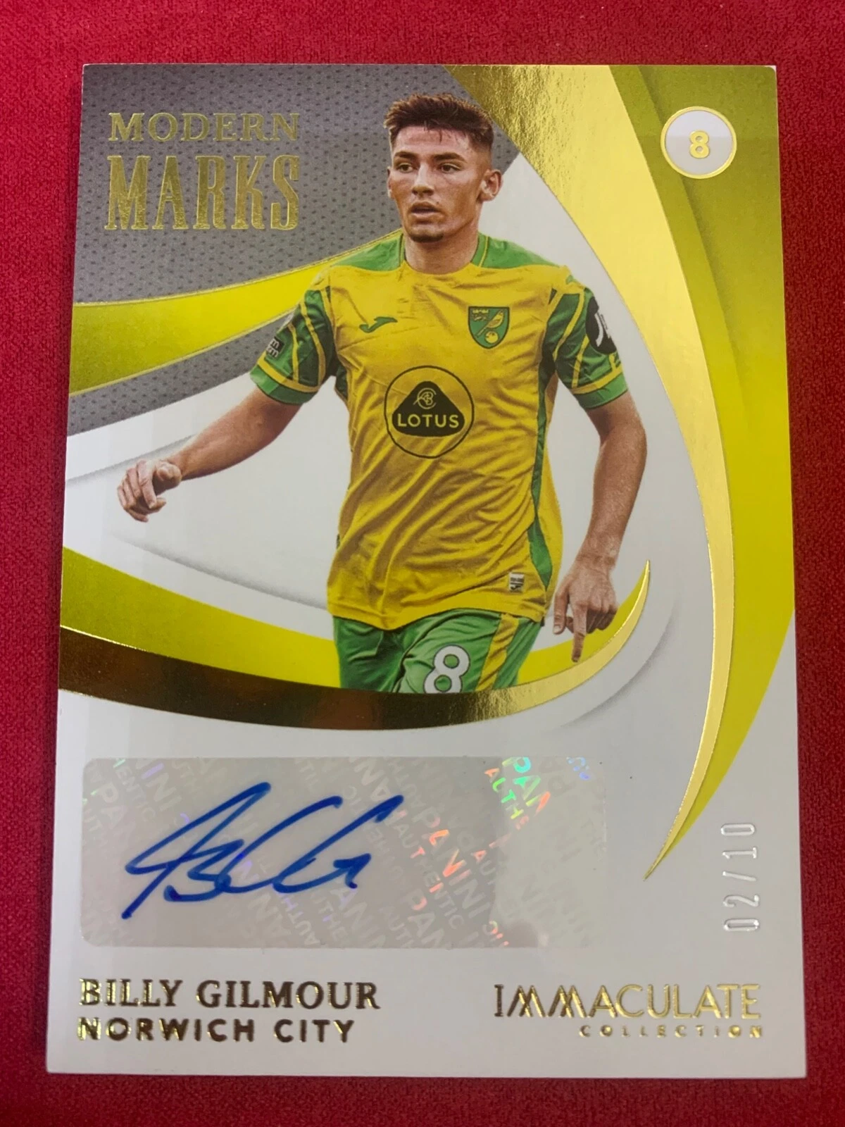 2021 Panini Immaculate Modern Marks Billy Gilmour Car 02/10 Norwich City