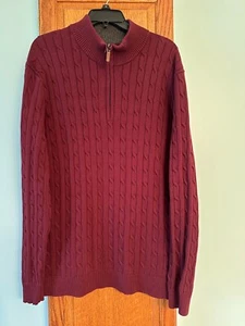 Club Room Men's Quarter Zip Rib Knit Pullover Red Plum Sweater SZ XL NWT - Picture 1 of 3