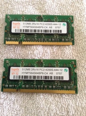 RAM Hynix PC2-4200S 2x 512MB 1GB Total MY 52 2Rx16 Laptop Computer Memory - Image 1 of 2