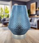 Moroccan Style Blue Patterned Glass LED Lantern Home Decor Gift New &amp; Boxed