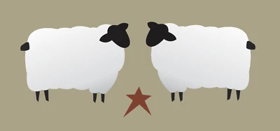 Stencil Joanie 2.5" tall Prim Sheep Star Country Folk Art Border Wall DIY Signs - Image 1 of 4