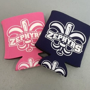 New Orleans NOLA Zephyrs Baseball Drink Can Holder Koozie Lot Of 2 Blue Pink - Picture 1 of 2