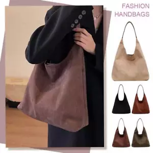 Women Suede Shoulder Bags Simple Tote Handbag Solid Color Outdoor Travel Bags - Picture 1 of 27