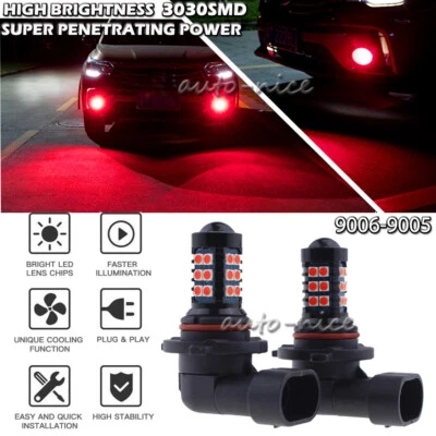 Upgrade 30SMD HB4 9006 Red High Power Projector LED Fog Driving Light Bulbs DRL - Image 1 of 4