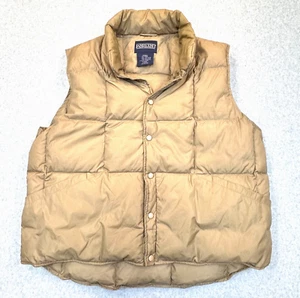 Land's End Goose Down Puffer Adult XL Tan Quilted Snap Thermal - Picture 1 of 8