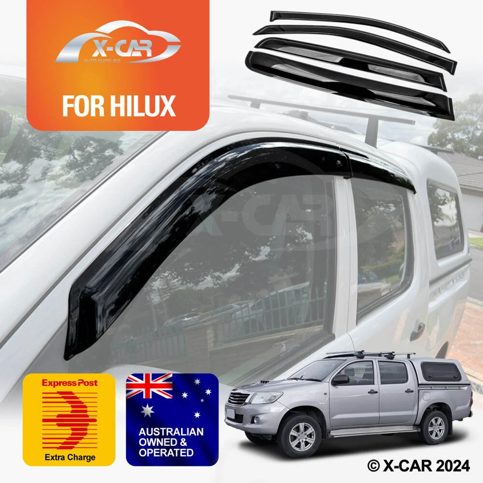 Protectores contra la intemperie parasoles viseras de ventana para Toyota Hilux doble cabina 2005-15 Foto 1 de 4