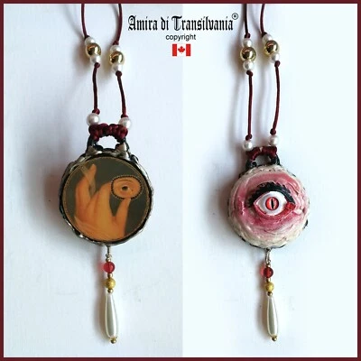 red eye gothic jewelry amulet pendant charm bib necklace italian design talisman - Image 1 of 4