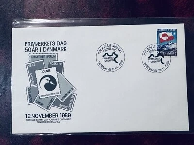 ГРЕНЛАНДИЯ FDC 1989 ДЕНЬ ПОЧТОВОЙ МАРКИ - Изображение 1 из 2