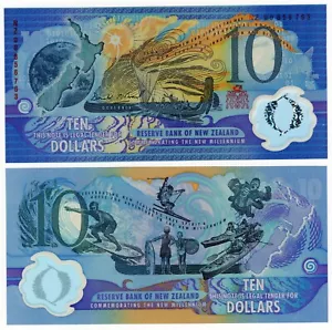 NEW ZELAND P-190b 10 Dollars 2000 Millenium Conmemorative POLYNMER Red Serie - Picture 1 of 1