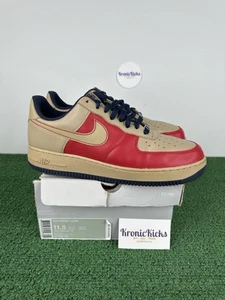 Size 11.5 - Nike Air Force 1 Low Brown Tweed Varsity Red Neutral Grey 317295-221 - Picture 1 of 13