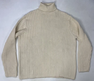 VINTAGE Polo Jeans Ralph Lauren Knit Turtleneck Sweater Men XL Ivory Heavyweight - Image 1 of 4