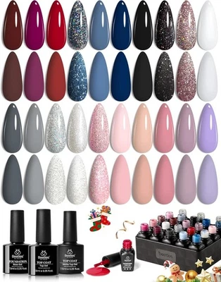 Juego de Esmalte de Uñas Gel Rosa Escarabajos, 20 Colores Macaron Rosa Brillante Verde Pasado Foto 1 de 4