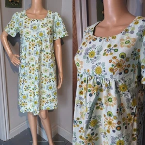 Vintage 60s Alldae Maternity Cotton Floral Daisy Swing Sun Dress Mod 8 10 12 36 - Picture 1 of 8
