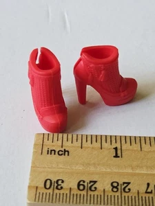 BARBIE DOLL SHOES RED CT HEELS WITH FAUX ANKLE SOCKS With B CUTE Matching - Picture 1 of 4