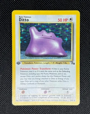 1999 1st Edition Ditto Holo Fossil HP 3/62 Pokemon WOTC Vintage Rare - Image 1 of 3