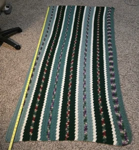 Vintage Hand Crochet Afghan Throw Blanket 76" X 38" - Picture 1 of 3