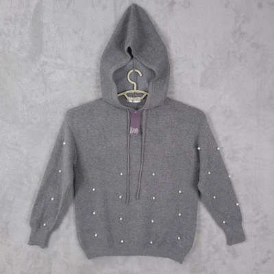 Suéter con capucha Fox & Gray para mujer talla 2XL gris tejido a lunares perla Foto 1 de 4