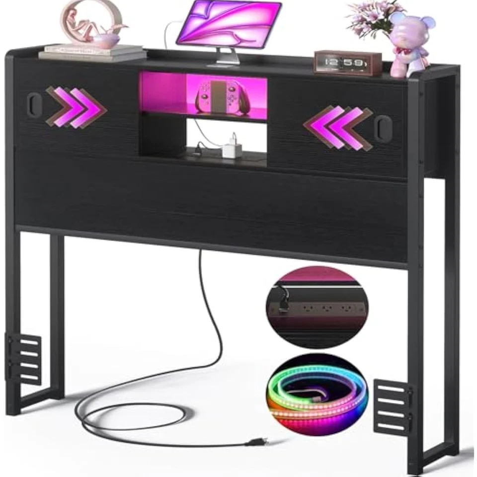 Cabecero para cama doble con almacenamiento, cabeceros estantería resistentes con Foto 1 de 1