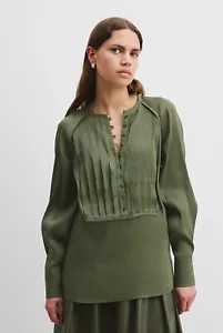 ✨ Country Road Silk Linen Fluid Long Sleeve Pleated Shirt Blouse Popover Size 8 - Picture 1 of 12